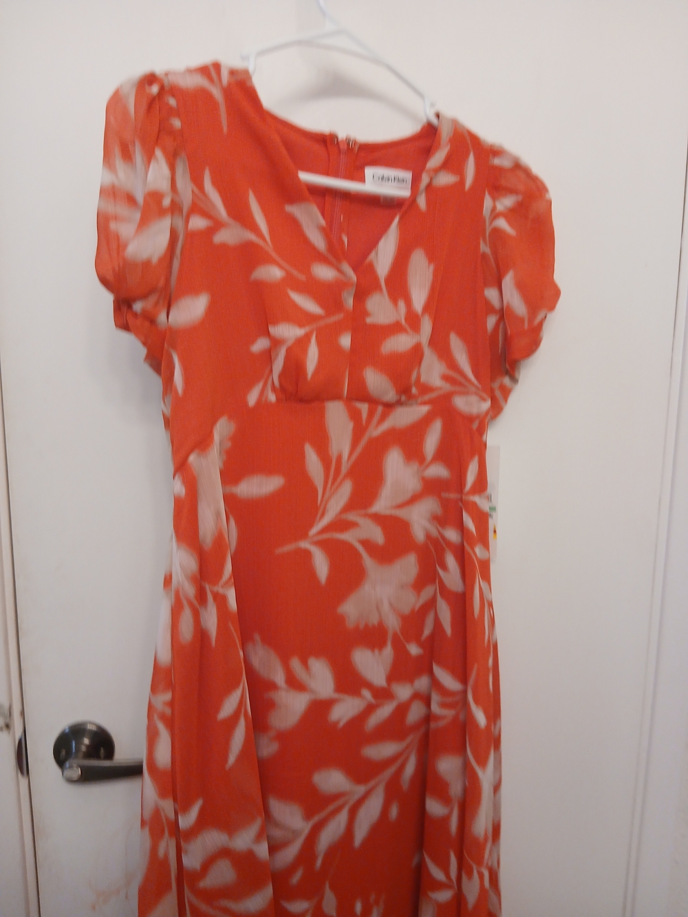 Calvin Klein Floral Mini Dress Orange & White Small NWT